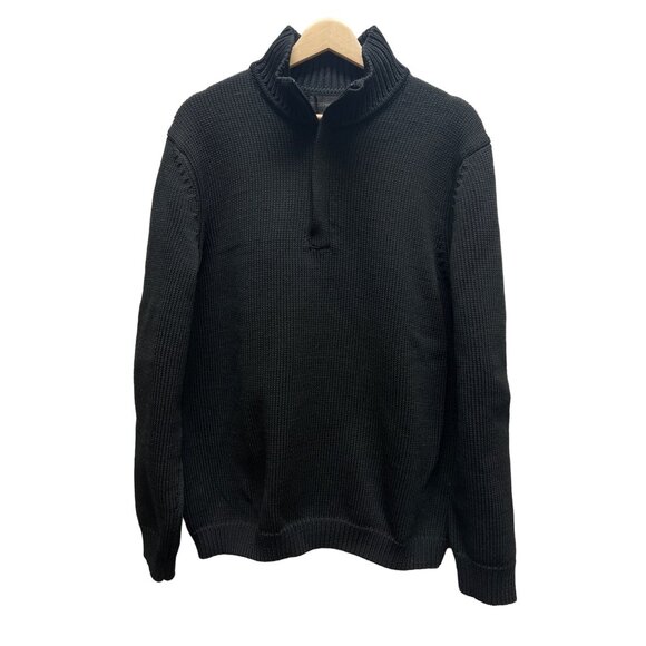 Express Black Heavy Knit Quarter Zip Sweater - Picture 2 of 6